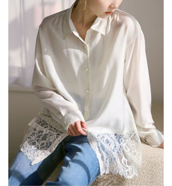 NOBLE「《予約》トリミングレースシアーブラウス」|シャツ・ブラウス|
