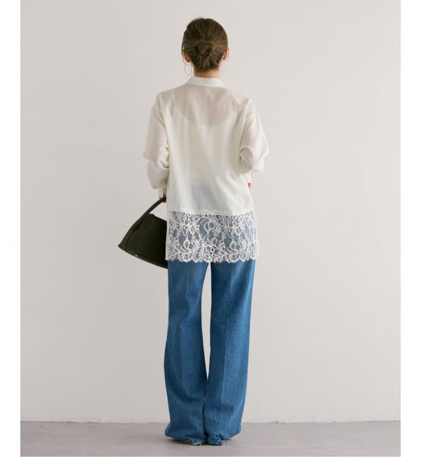 NOBLE「《予約》トリミングレースシアーブラウス」|シャツ・ブラウス|