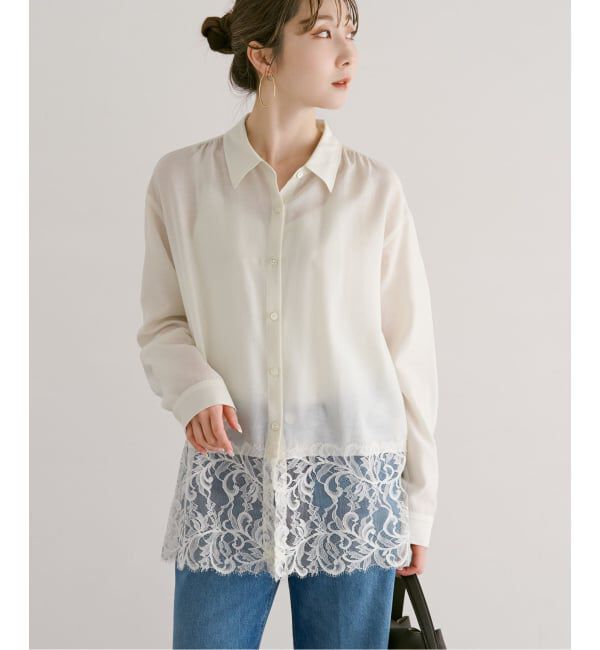 NOBLE「《予約》トリミングレースシアーブラウス」|シャツ・ブラウス|