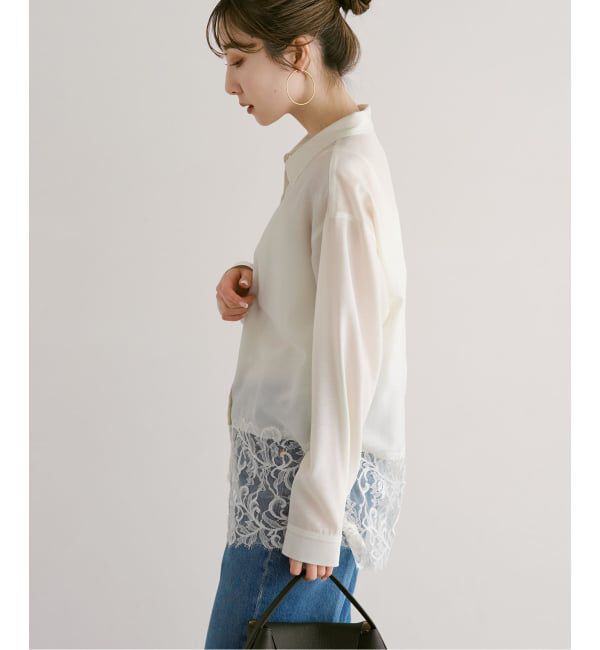NOBLE「《予約》トリミングレースシアーブラウス」|シャツ・ブラウス|