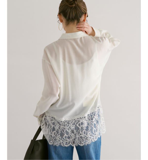 NOBLE「《予約》トリミングレースシアーブラウス」|シャツ・ブラウス|