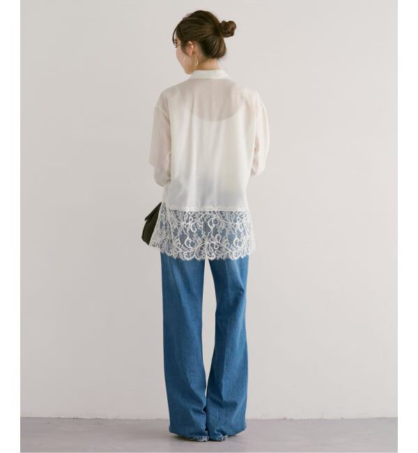 NOBLE「《予約》トリミングレースシアーブラウス」|シャツ・ブラウス|
