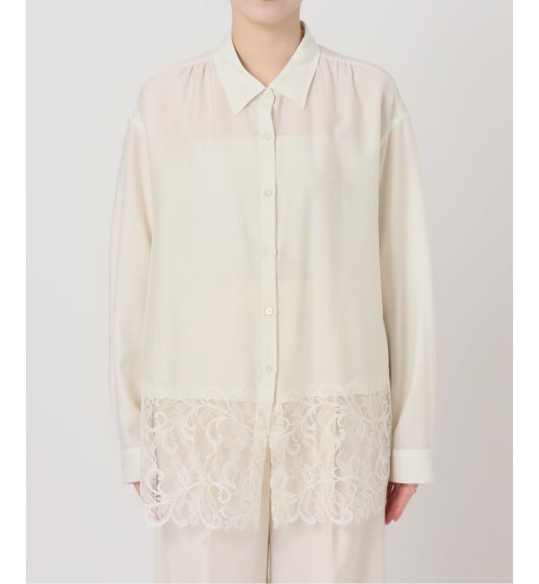NOBLE「《予約》トリミングレースシアーブラウス」|シャツ・ブラウス|