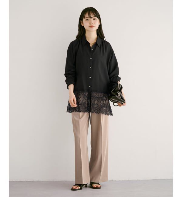 NOBLE「《予約》トリミングレースシアーブラウス」|シャツ・ブラウス|