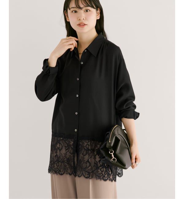 NOBLE「《予約》トリミングレースシアーブラウス」|シャツ・ブラウス|