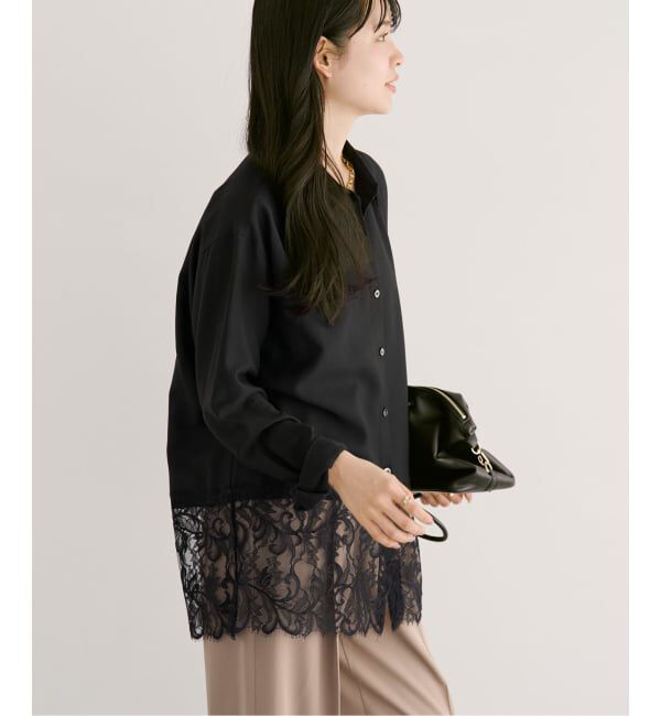 NOBLE「《予約》トリミングレースシアーブラウス」|シャツ・ブラウス|