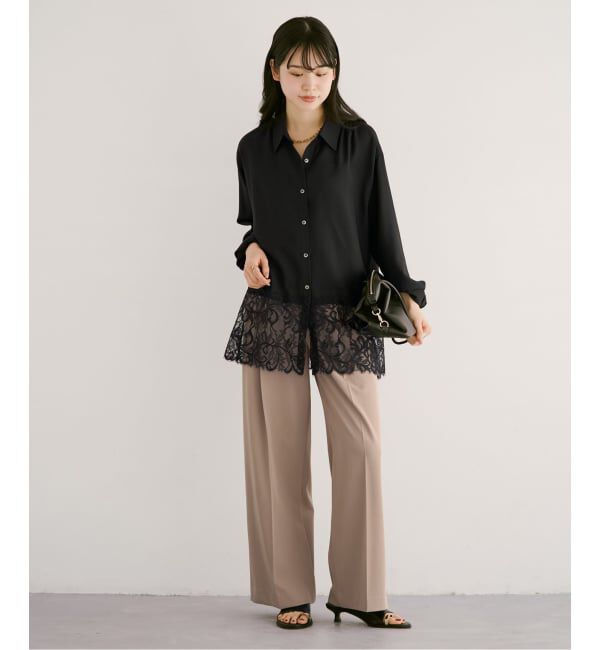 NOBLE「《予約》トリミングレースシアーブラウス」|シャツ・ブラウス|