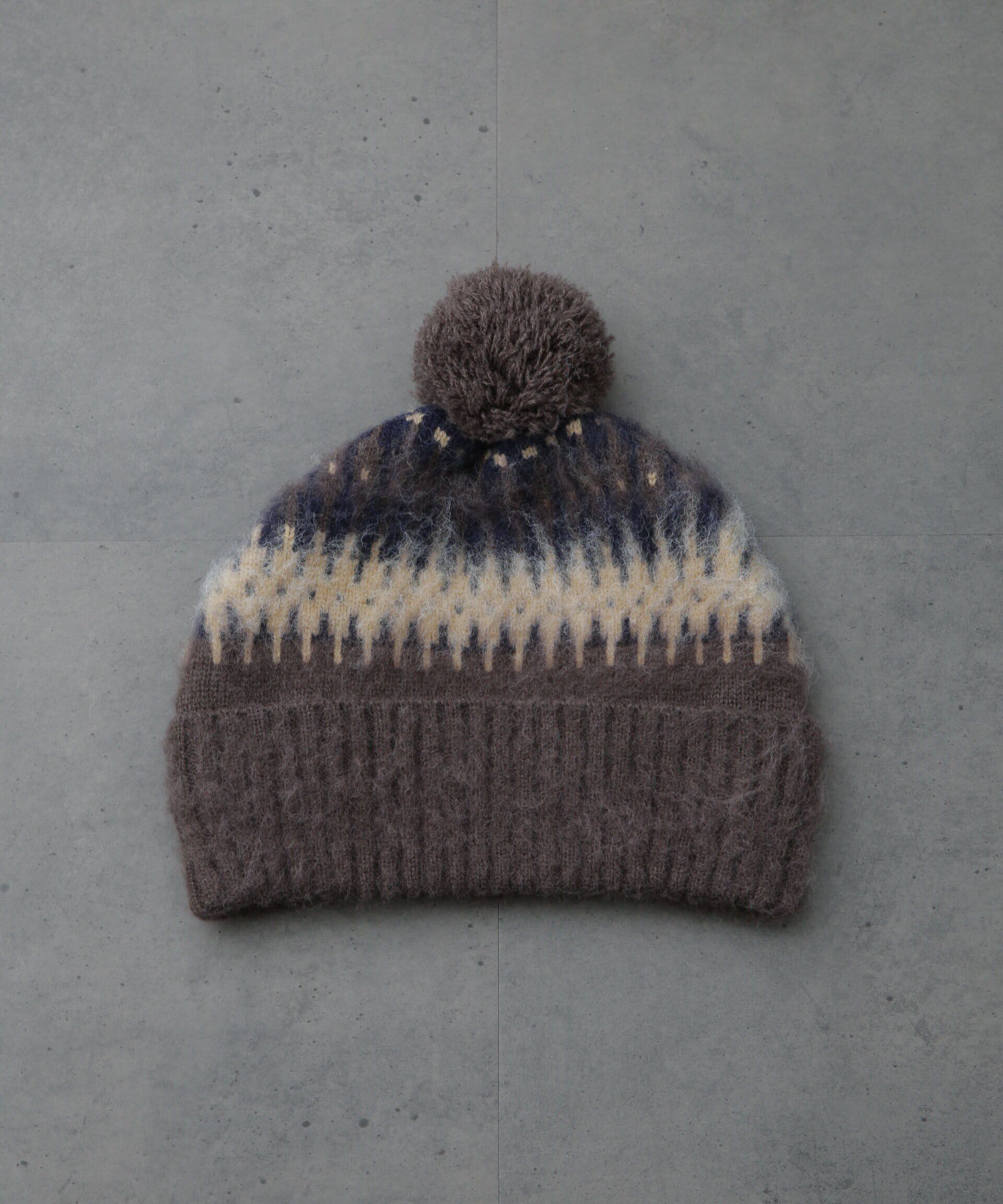 nano･universe「HOTEL PALACE(オテルパラス)シャギーフェアアイルニットキャップ」|キャップ・キャスケット|ブラウン