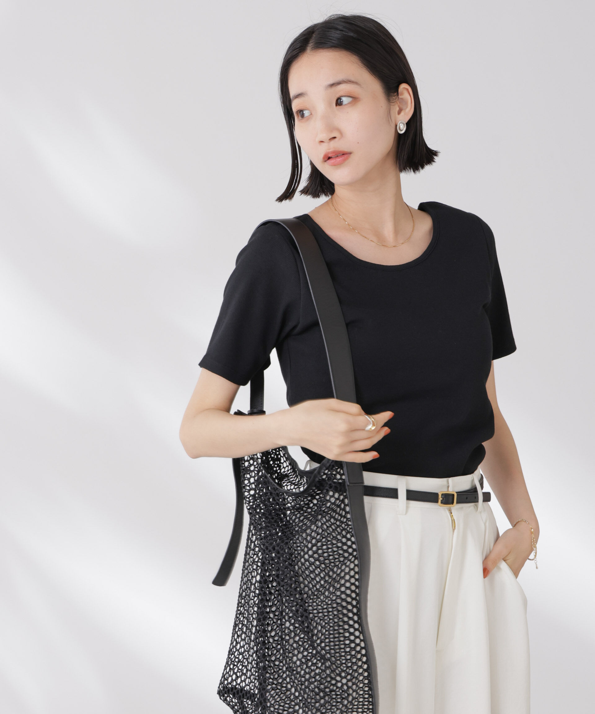 nano･universe「抗菌防臭・接触冷感機能 カップ付きクルーネックトップス」|Tシャツ・カットソー|