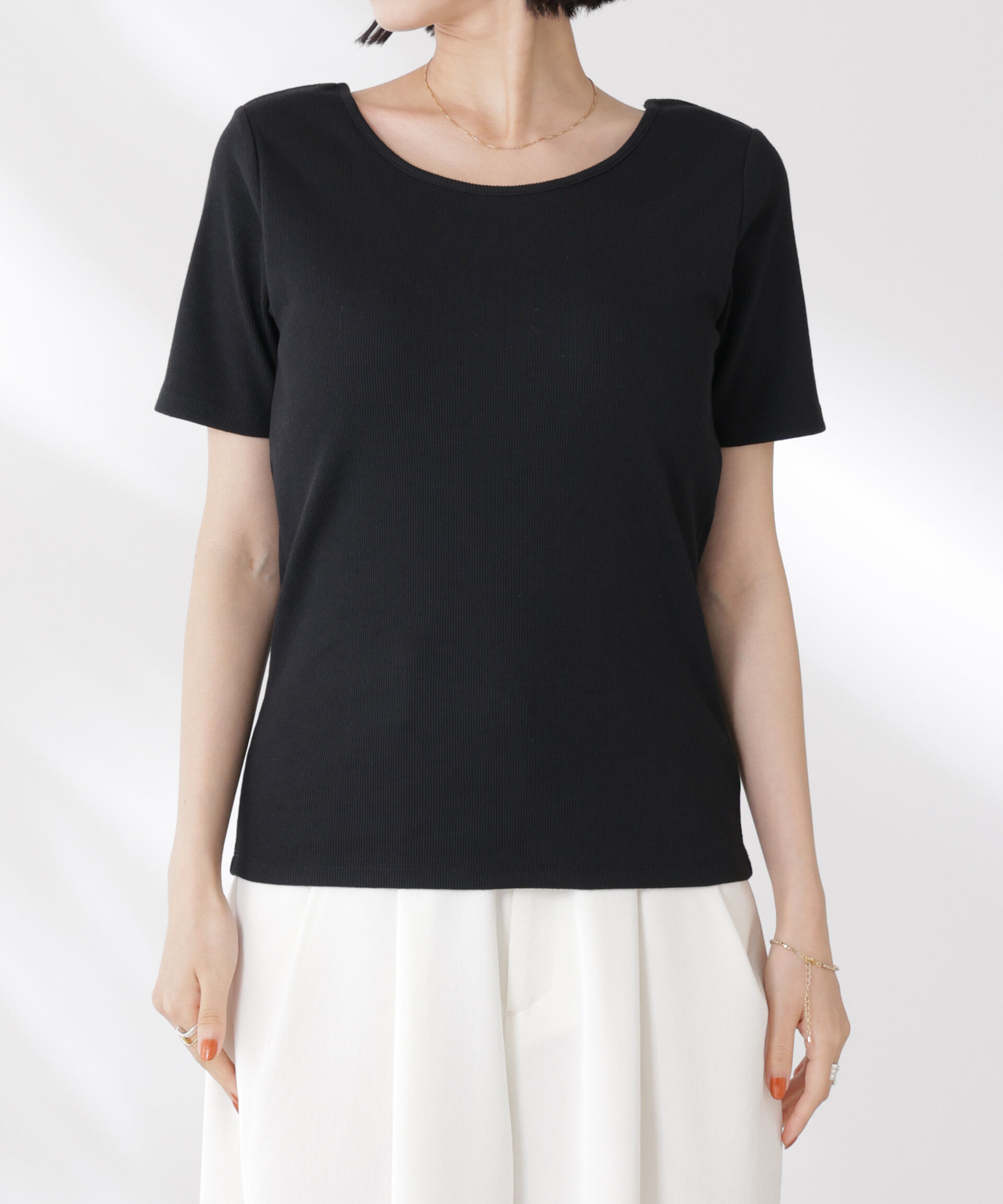 nano･universe「抗菌防臭・接触冷感機能 カップ付きクルーネックトップス」|Tシャツ・カットソー|