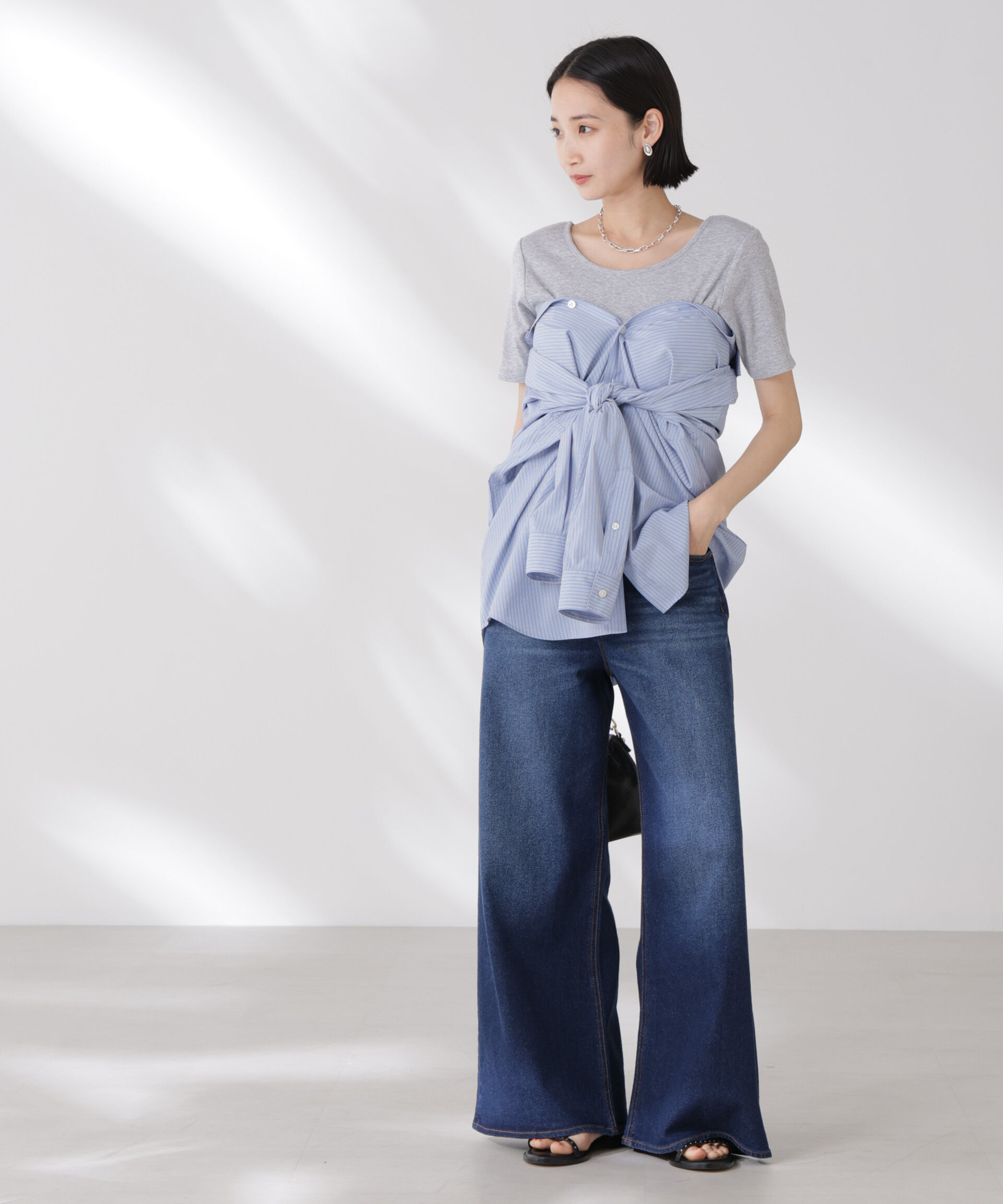 nano･universe「抗菌防臭・接触冷感機能 カップ付きクルーネックトップス」|Tシャツ・カットソー|