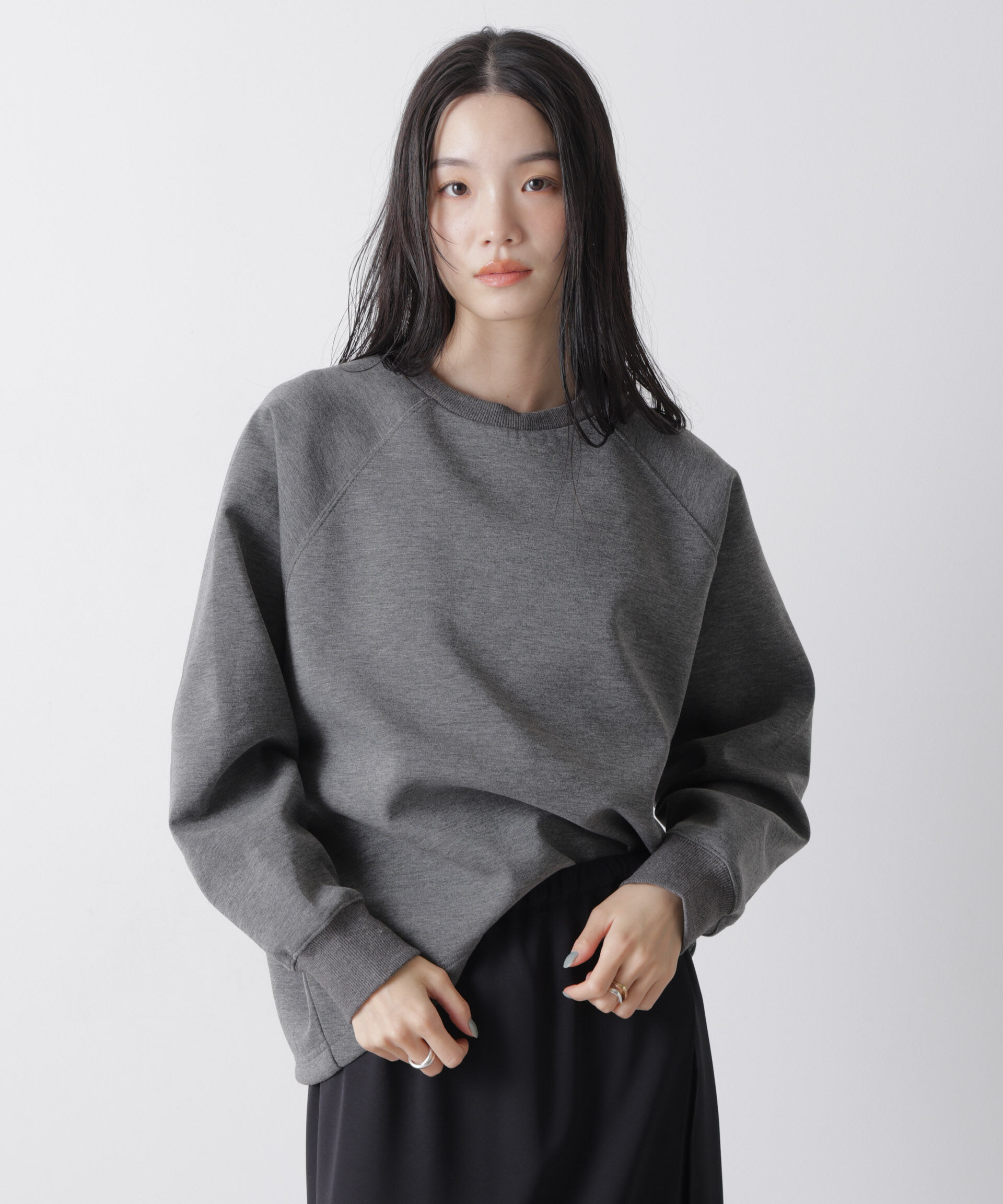 nano･universe「ソフトダンボールドルマンコクーンシルエットプルオーバー」|Tシャツ・カットソー|チャコール3
