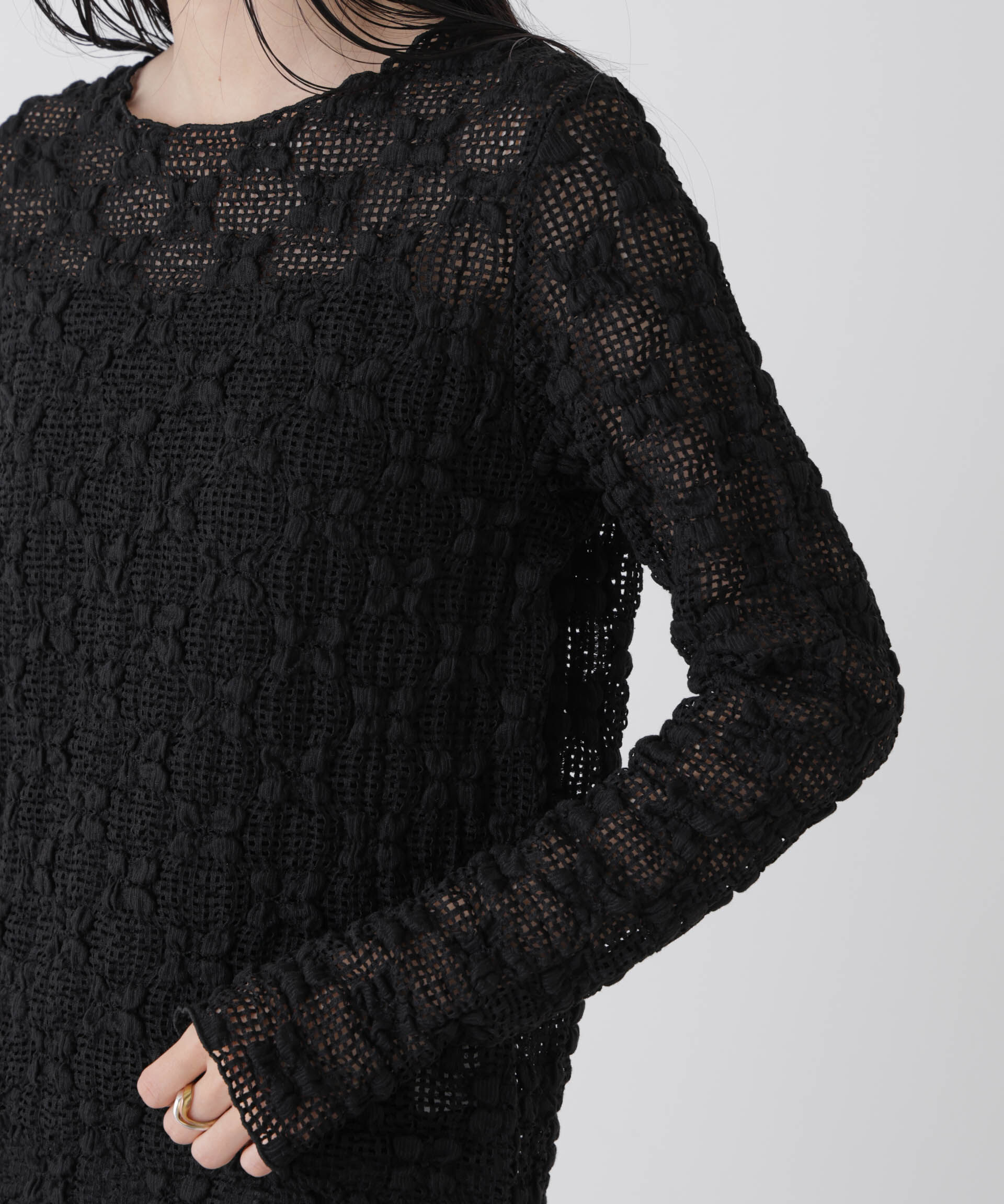 nano･universe「ポコポコレースカットトップス」|Tシャツ・カットソー|