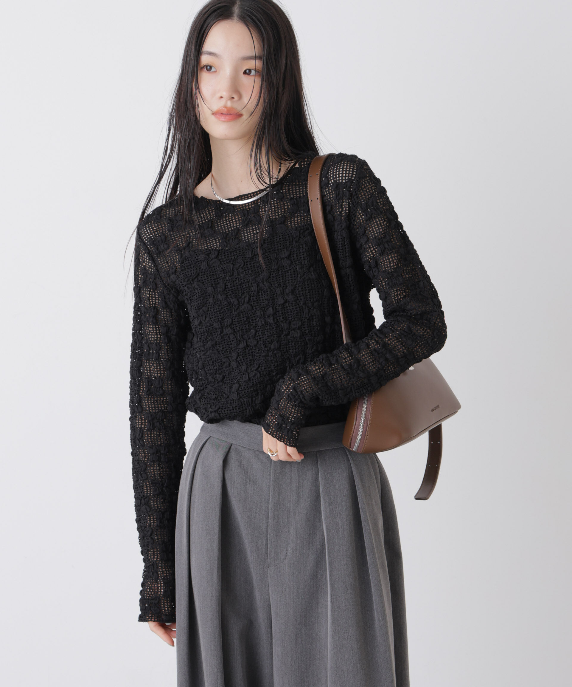 nano･universe「ポコポコレースカットトップス」|Tシャツ・カットソー|