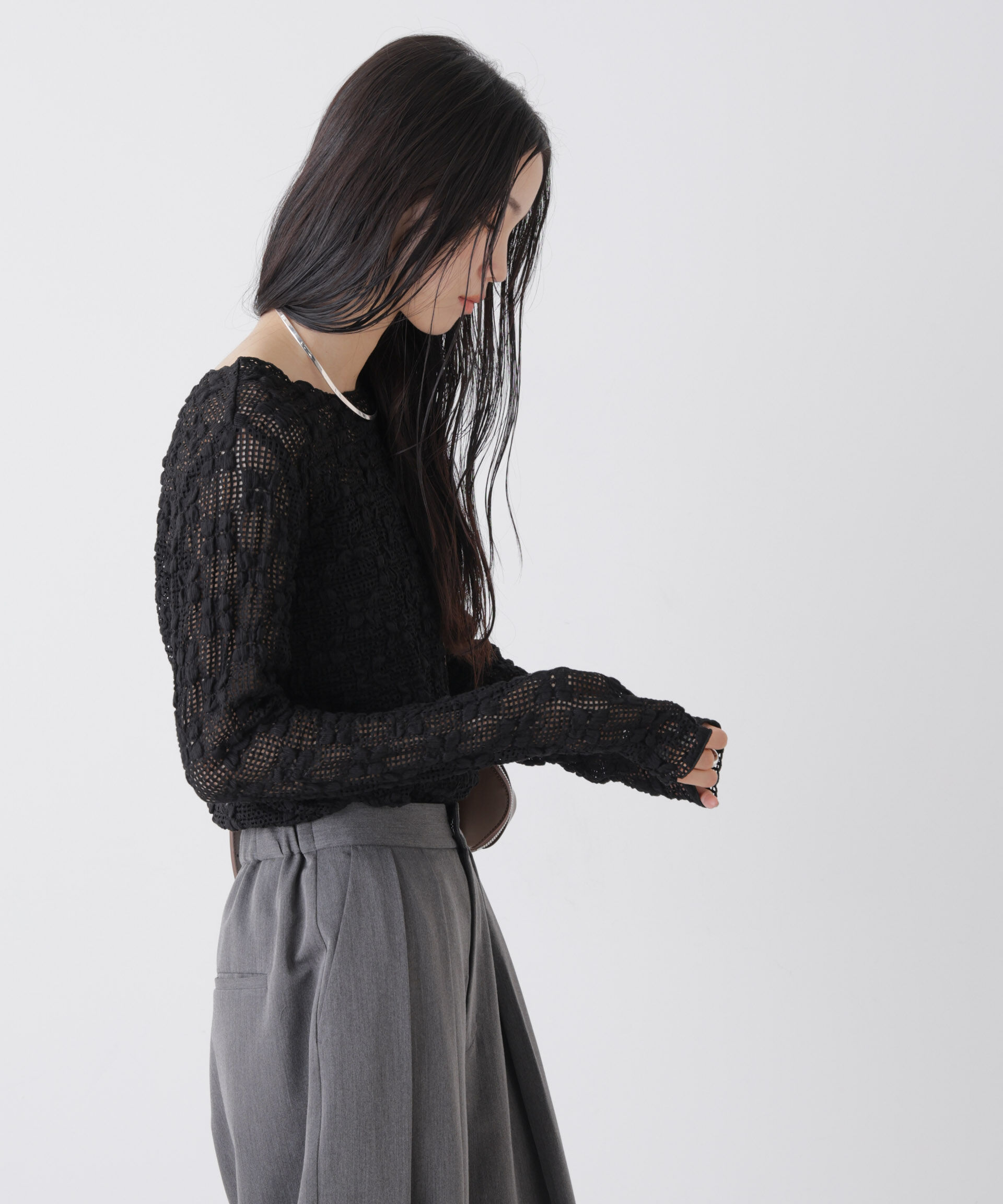 nano･universe「ポコポコレースカットトップス」|Tシャツ・カットソー|