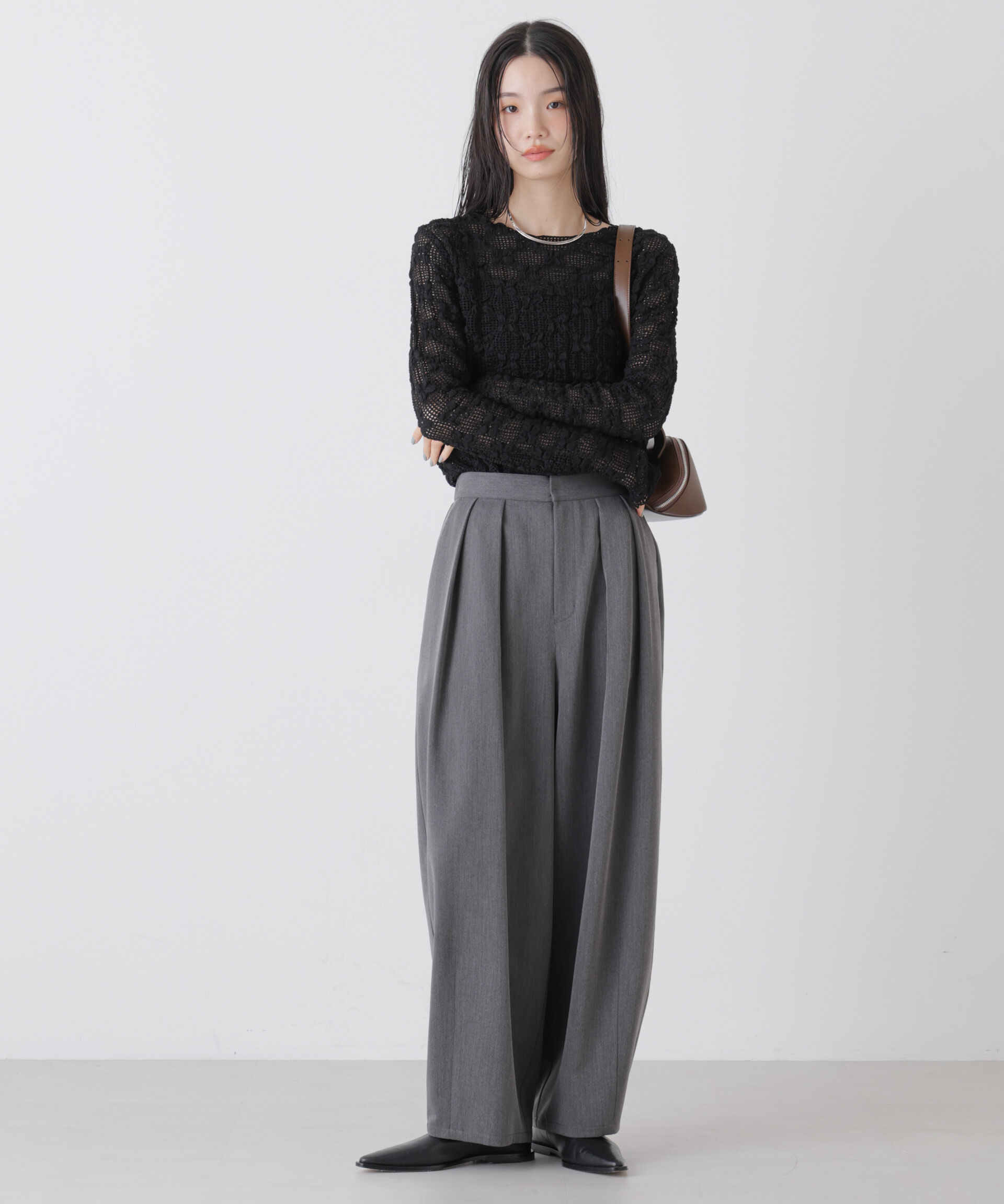 nano･universe「ポコポコレースカットトップス」|Tシャツ・カットソー|