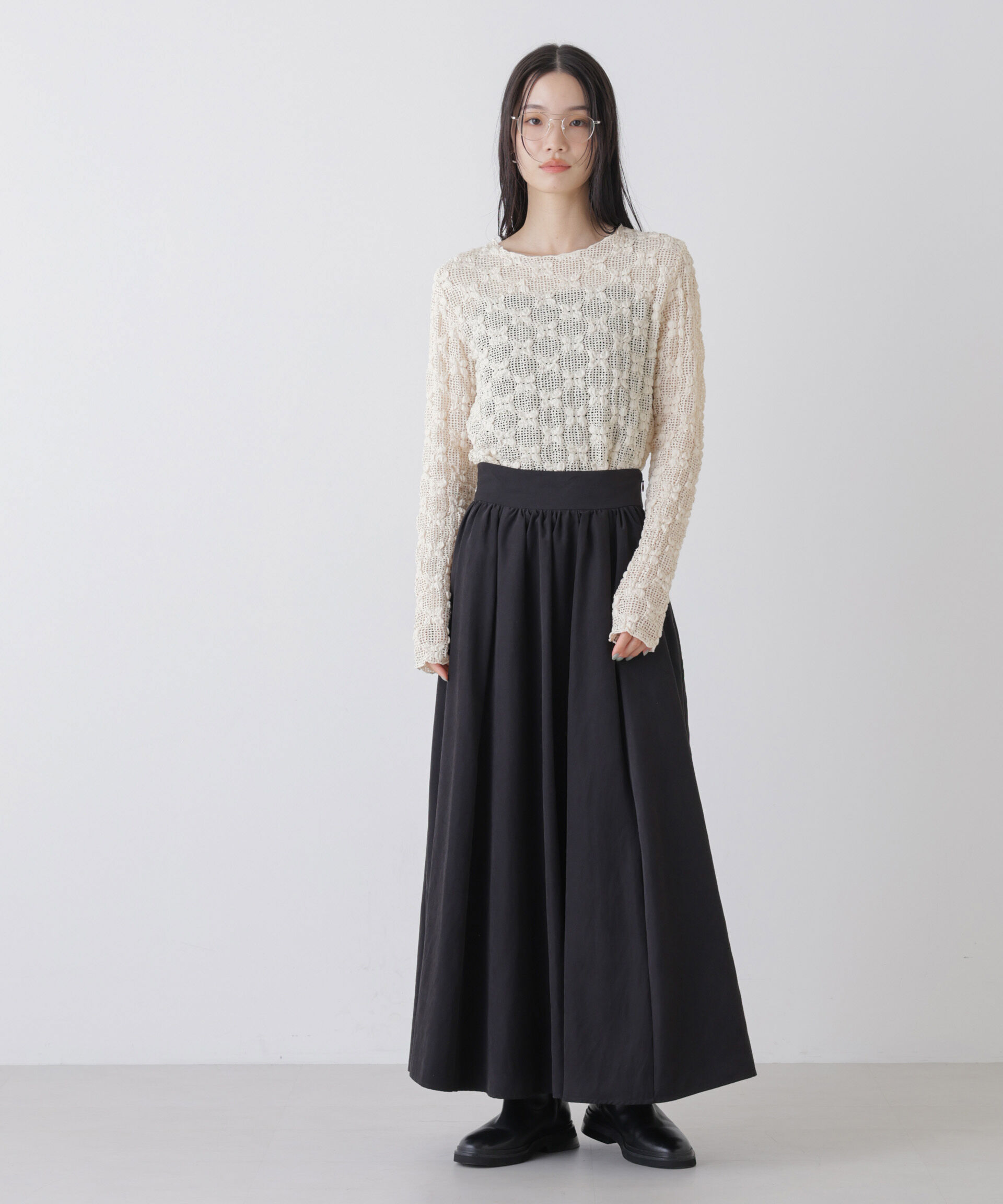 nano･universe「ポコポコレースカットトップス」|Tシャツ・カットソー|