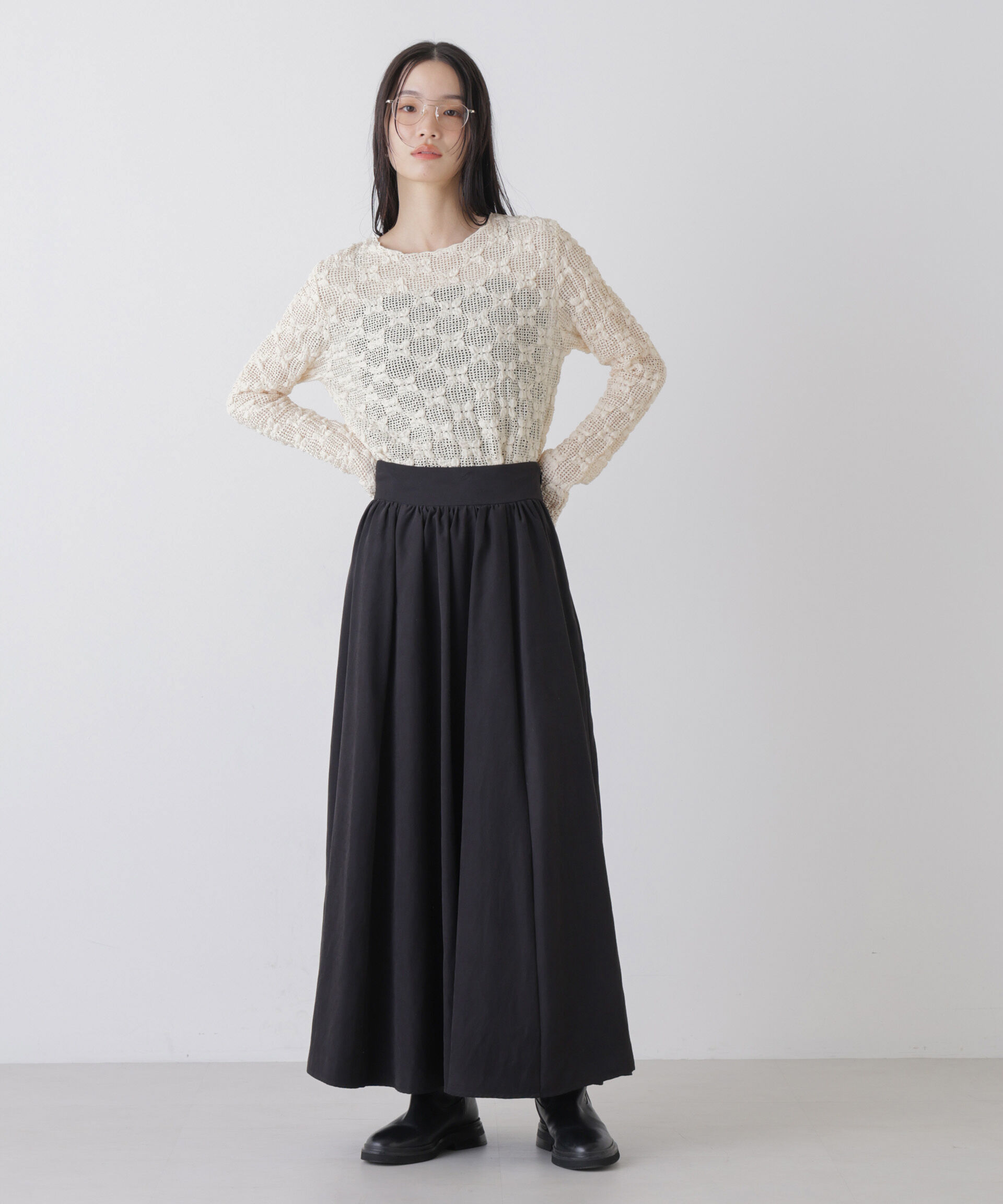 nano･universe「ポコポコレースカットトップス」|Tシャツ・カットソー|