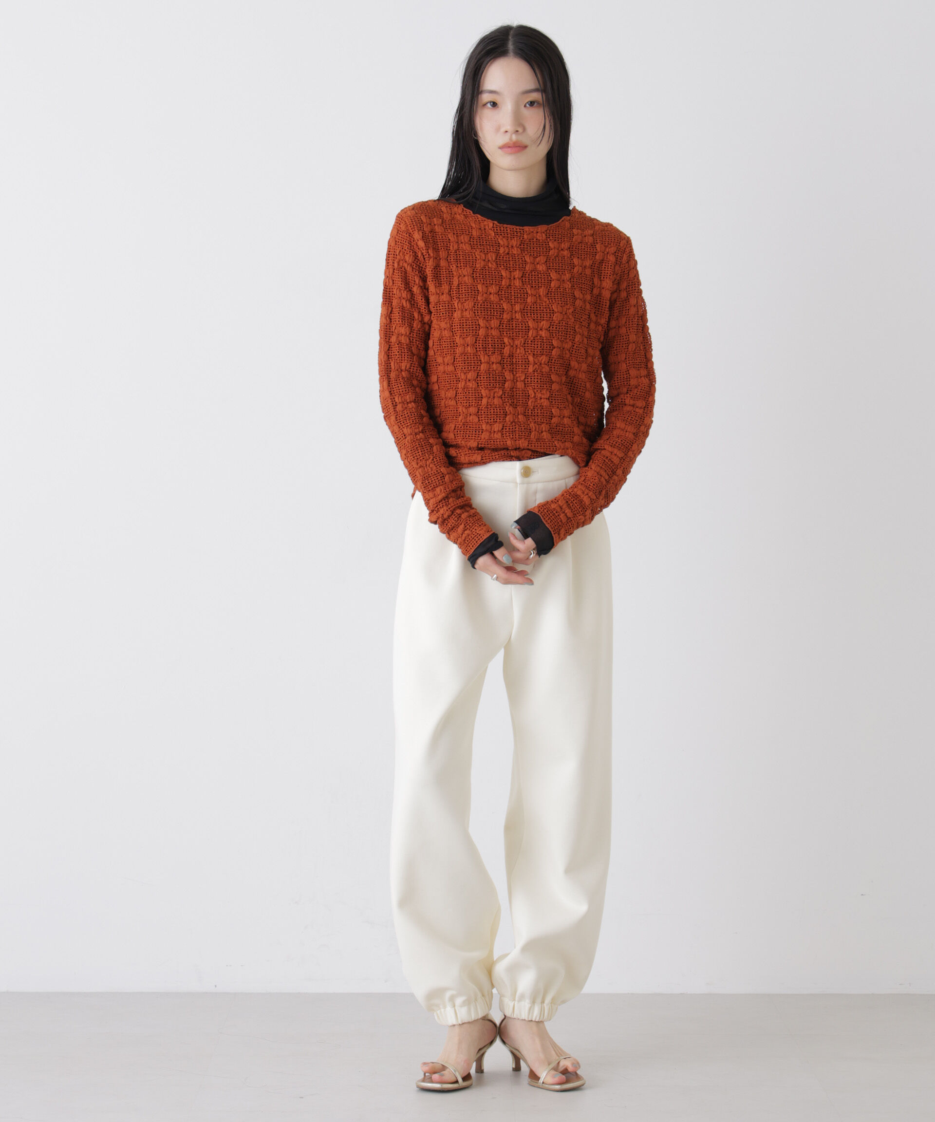 nano･universe「ポコポコレースカットトップス」|Tシャツ・カットソー|