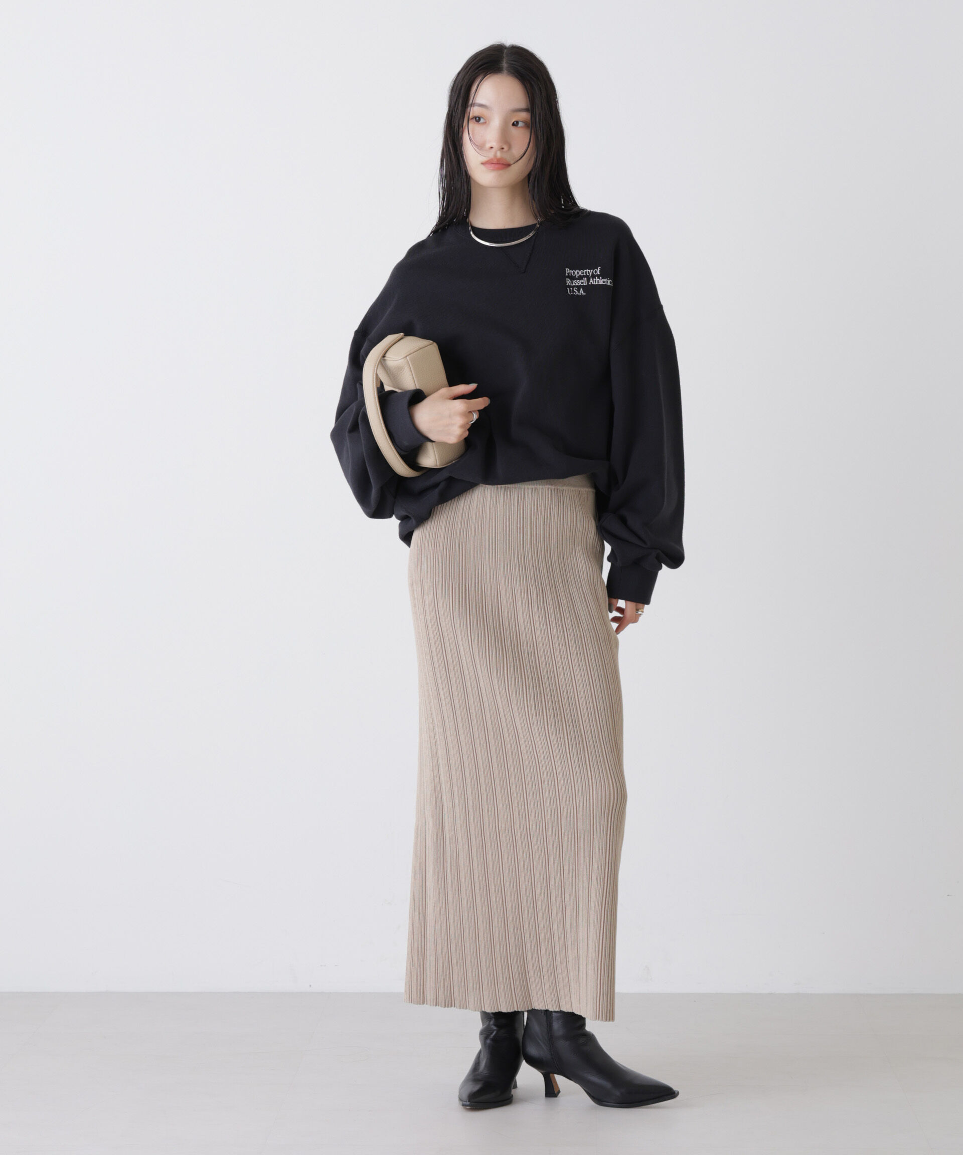 nano･universe「プリーツニットナロースカート(セットアップ可)」|スカート|