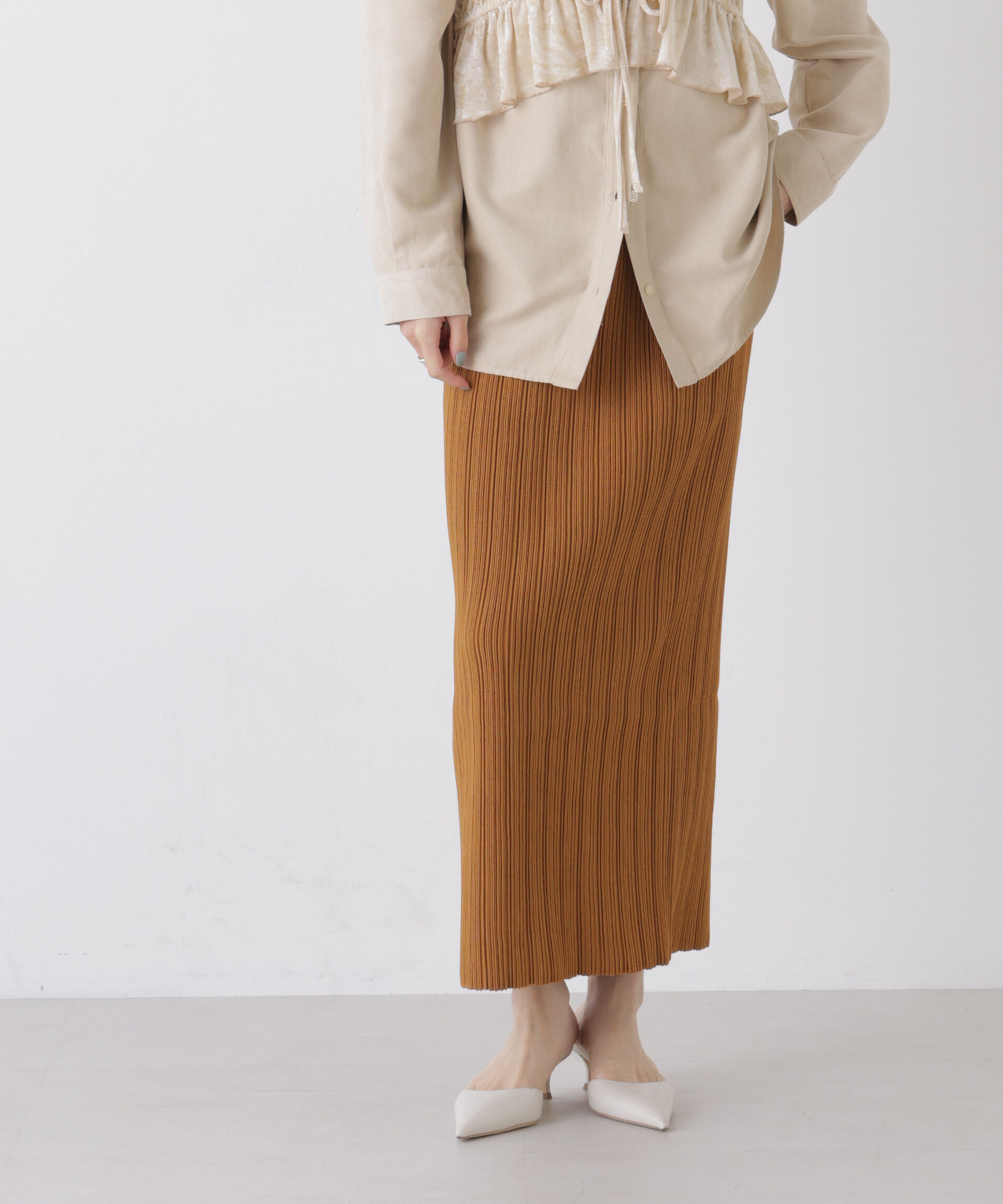 nano･universe「プリーツニットナロースカート(セットアップ可)」|スカート|