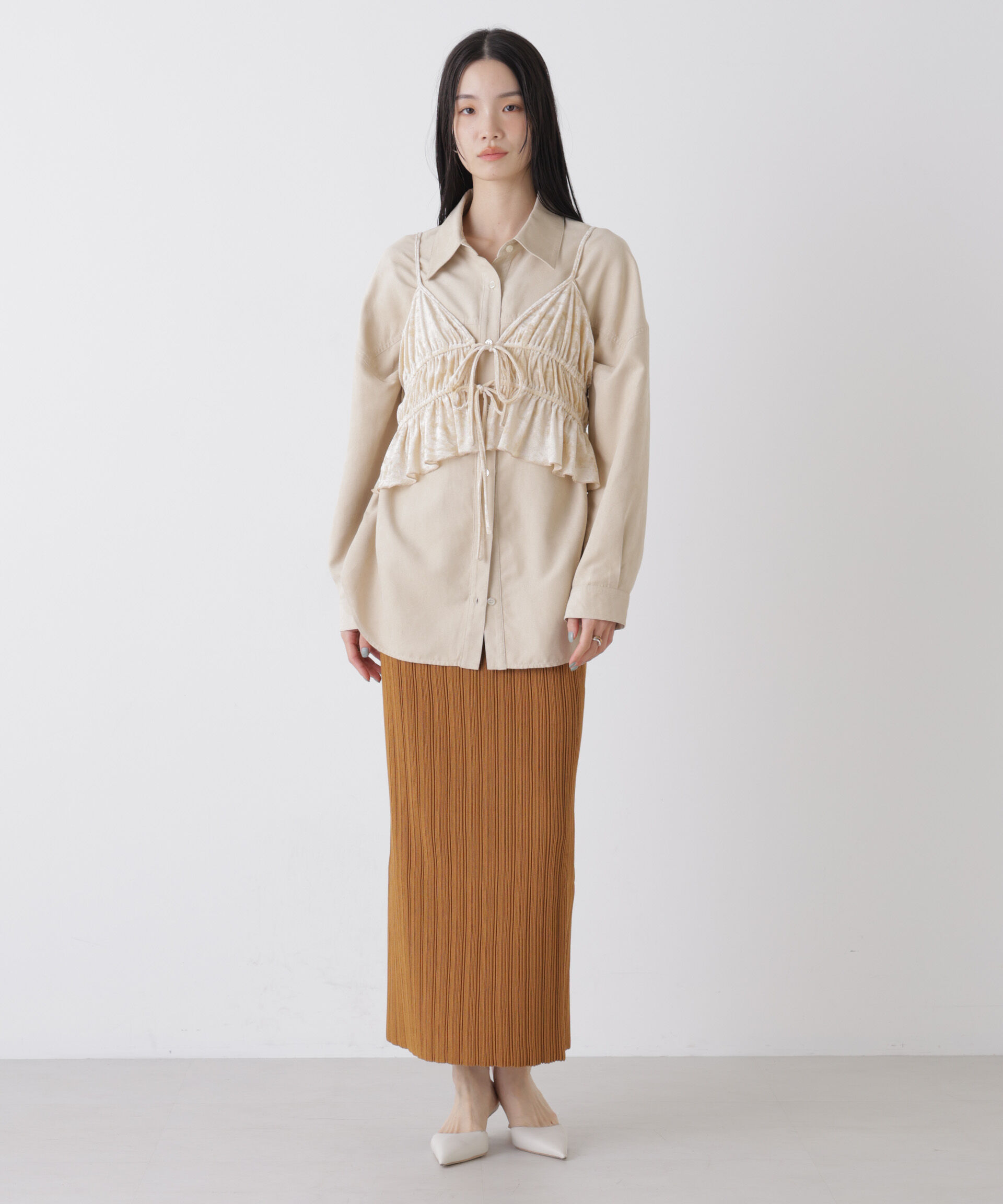 nano･universe「プリーツニットナロースカート(セットアップ可)」|スカート|