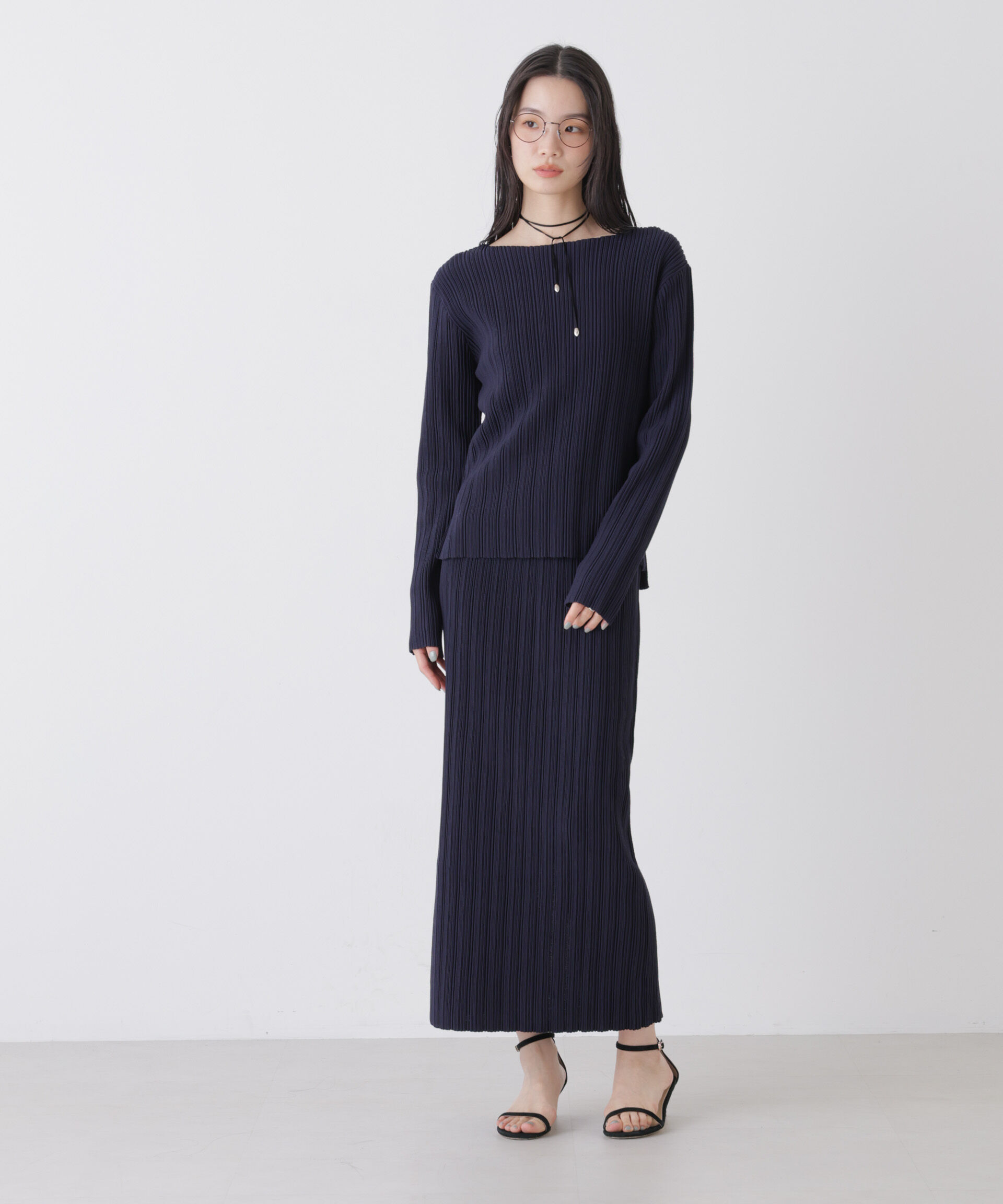 nano･universe「プリーツニットナロースカート(セットアップ可)」|スカート|