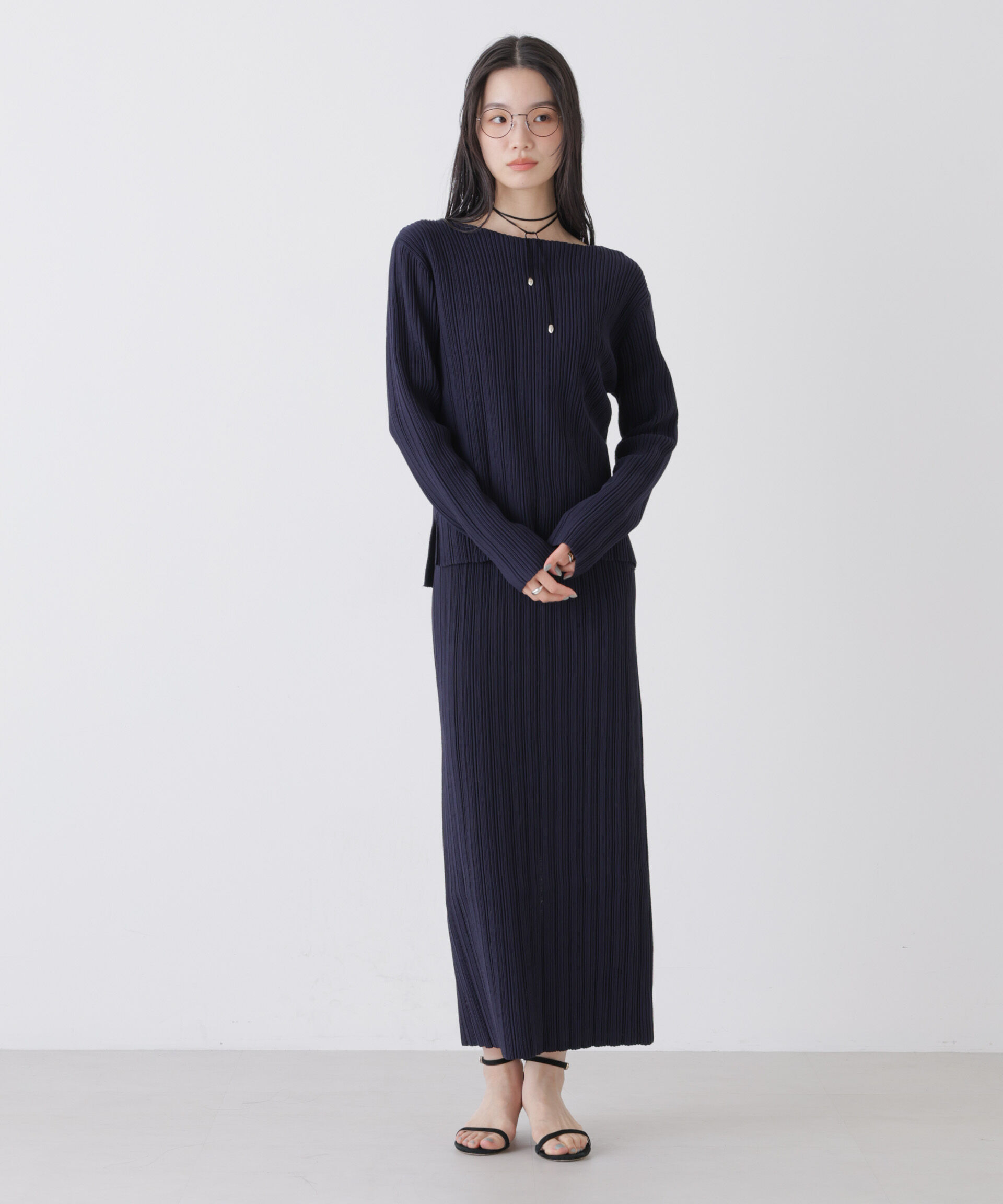 nano･universe「プリーツニットナロースカート(セットアップ可)」|スカート|