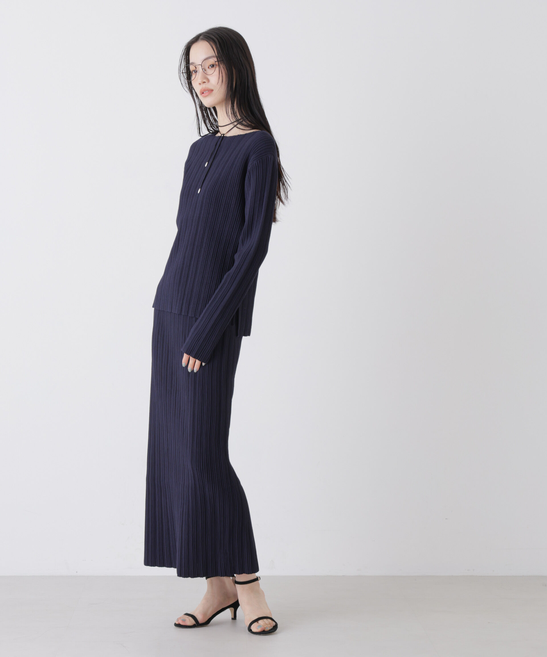 nano･universe「プリーツニットナロースカート(セットアップ可)」|スカート|