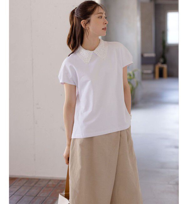 組曲「【2WAY】レース襟フレンチテリー カットソー」|Tシャツ・カットソー|