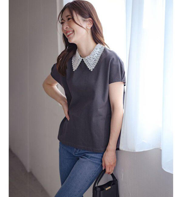 組曲「【2WAY】レース襟フレンチテリー カットソー」|Tシャツ・カットソー|