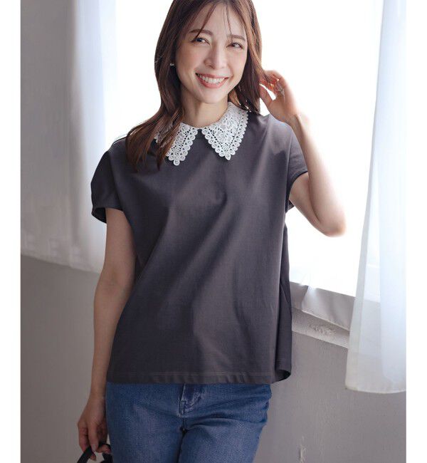組曲「【2WAY】レース襟フレンチテリー カットソー」|Tシャツ・カットソー|