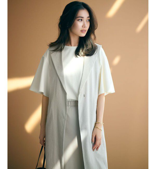 23区「【CLASSY.6月号掲載】リネンレーヨンストレッチ  ロング ジレ」|その他|ベージュ系