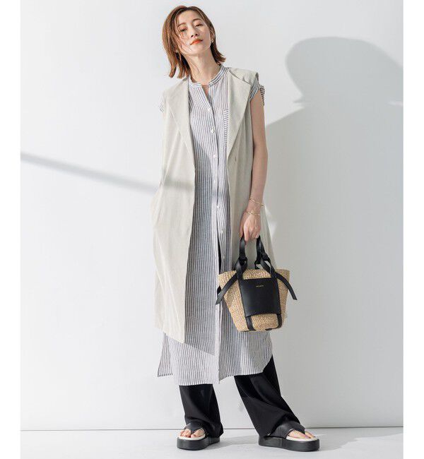 23区「【CLASSY.6月号掲載】リネンレーヨンストレッチ  ロング ジレ」|その他|