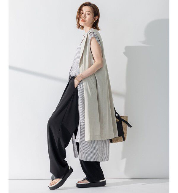 23区「【CLASSY.6月号掲載】リネンレーヨンストレッチ  ロング ジレ」|その他|