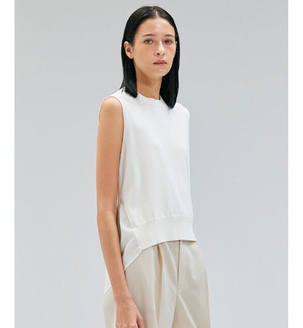 BEIGE,「【洗える】VALOIS / バックシフォンレーヤードニット」|ニット・セーター|Ecru