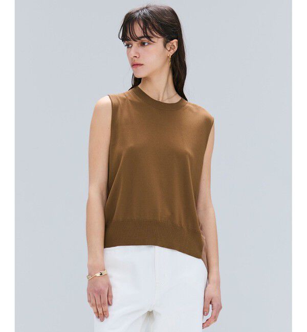 BEIGE,「【洗える】VALOIS / バックシフォンレーヤードニット」|ニット・セーター|Brown