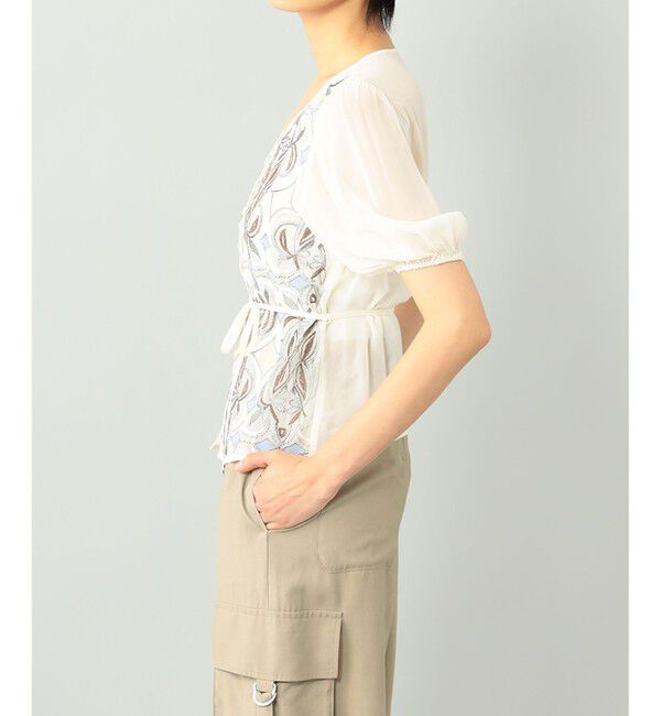 GRACE CONTINENTAL「パフスリーブ刺繍ブラウス」|シャツ・ブラウス|