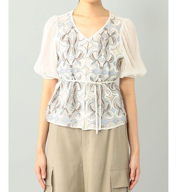 GRACE CONTINENTAL「パフスリーブ刺繍ブラウス」|シャツ・ブラウス|