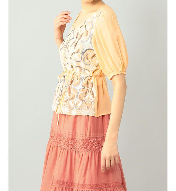 GRACE CONTINENTAL「パフスリーブ刺繍ブラウス」|シャツ・ブラウス|