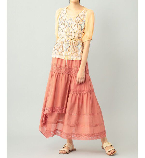 GRACE CONTINENTAL「パフスリーブ刺繍ブラウス」|シャツ・ブラウス|