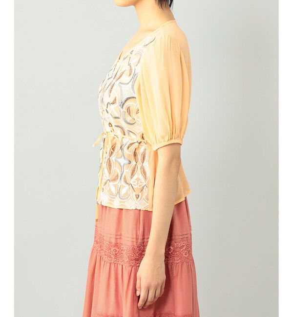 GRACE CONTINENTAL「パフスリーブ刺繍ブラウス」|シャツ・ブラウス|