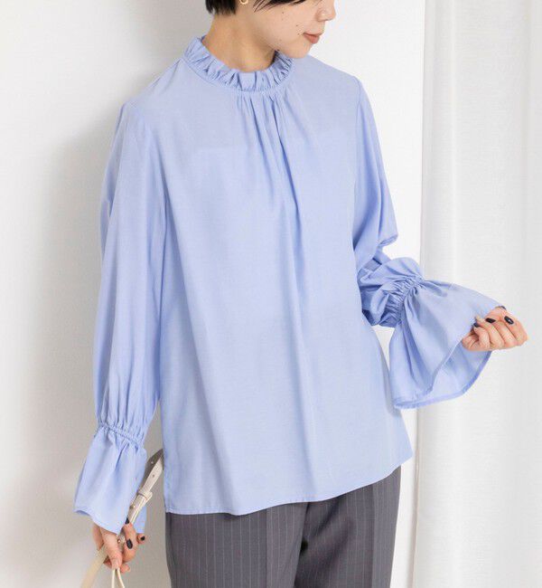 NOLLEY'S「ウォッシャブル襟フリルプルオーバーブラウス」|シャツ・ブラウス|サックス