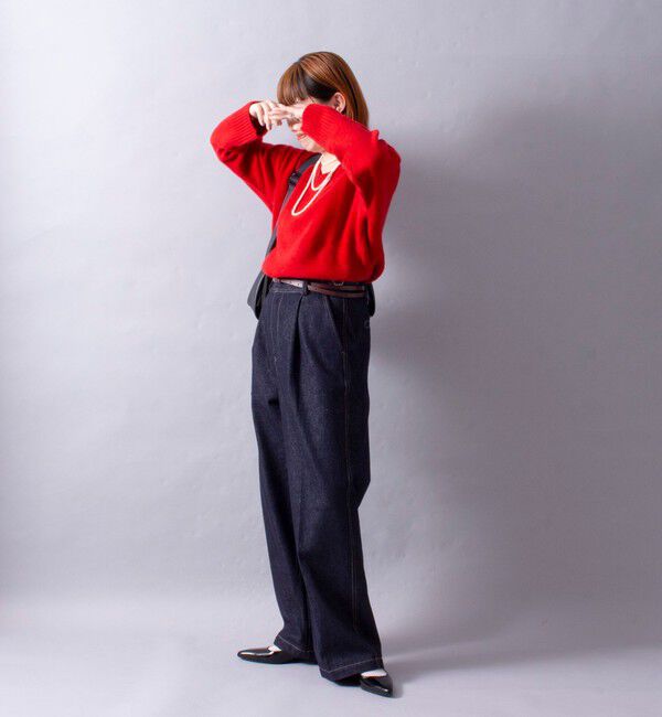 fredy emue「CASHMILE WOOL Vネックプルオーバー（ブローチ付き）」|ニット・セーター|