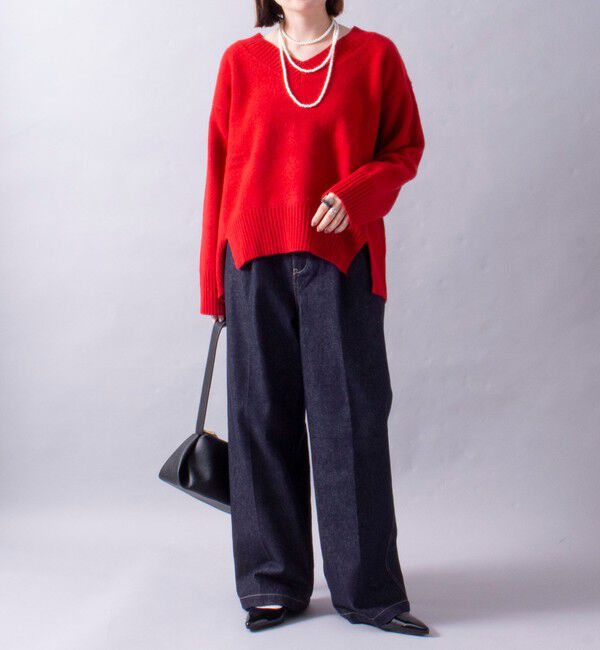 fredy emue「CASHMILE WOOL Vネックプルオーバー（ブローチ付き）」|ニット・セーター|
