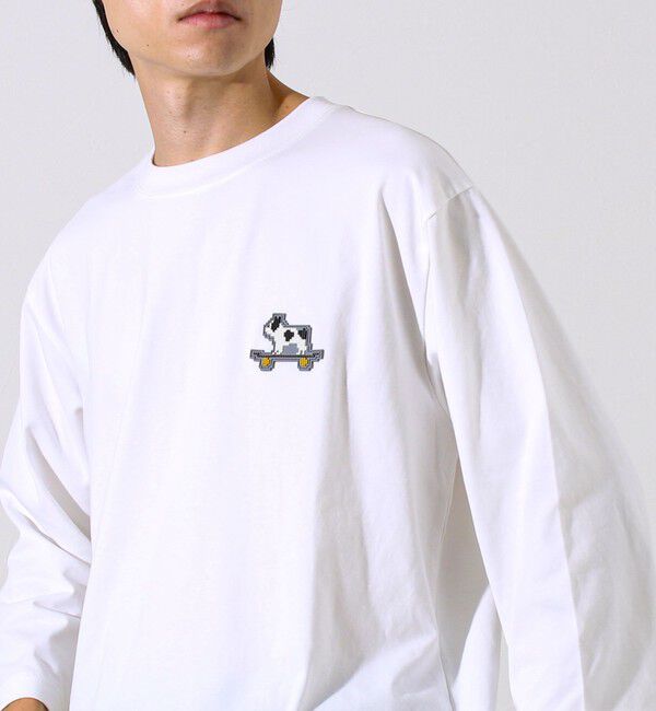 GLOSTER「【GLOSTER/グロスター】デジブル 七分袖Tシャツ ドット刺繍」|Tシャツ・カットソー|ホワイト