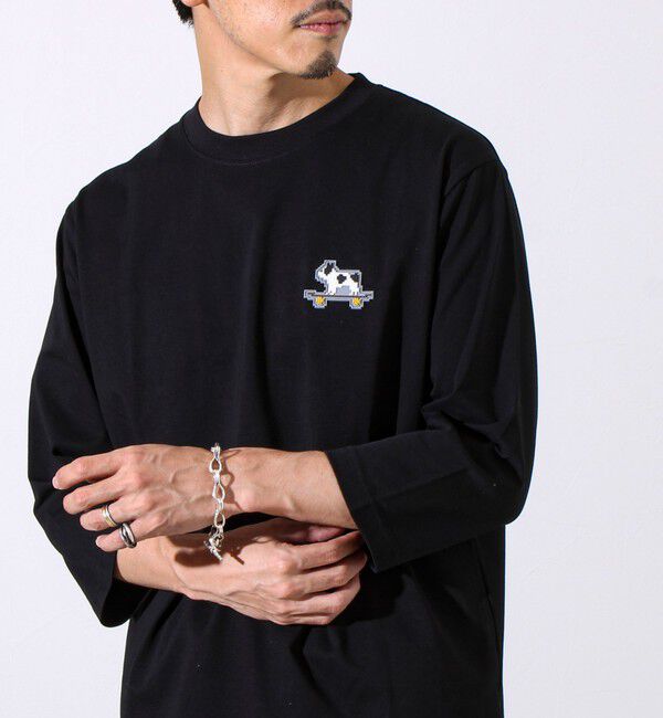 GLOSTER「【GLOSTER/グロスター】デジブル 七分袖Tシャツ ドット刺繍」|Tシャツ・カットソー|