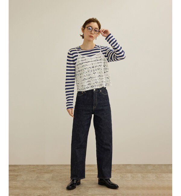 ROPE「【洗える】ウォッシャブルシルク 総針ボーダープルオーバー」|Tシャツ・カットソー|