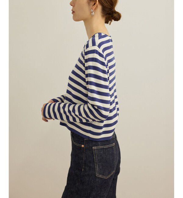 ROPE「【洗える】ウォッシャブルシルク 総針ボーダープルオーバー」|Tシャツ・カットソー|