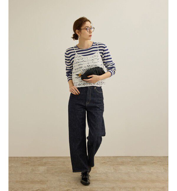 ROPE「【洗える】ウォッシャブルシルク 総針ボーダープルオーバー」|Tシャツ・カットソー|